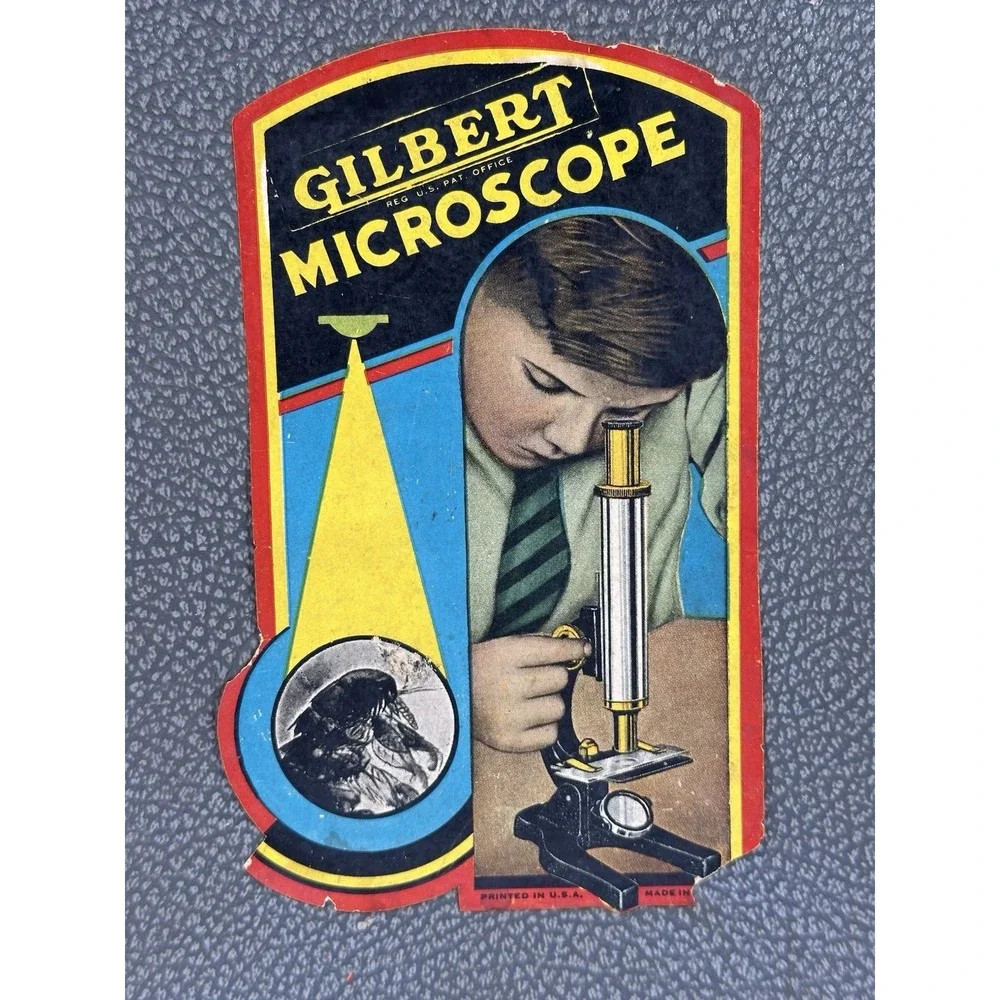 Vintage Gilbert S-25 Microscope Set Case Larger Eyepiece Dropper Instructions